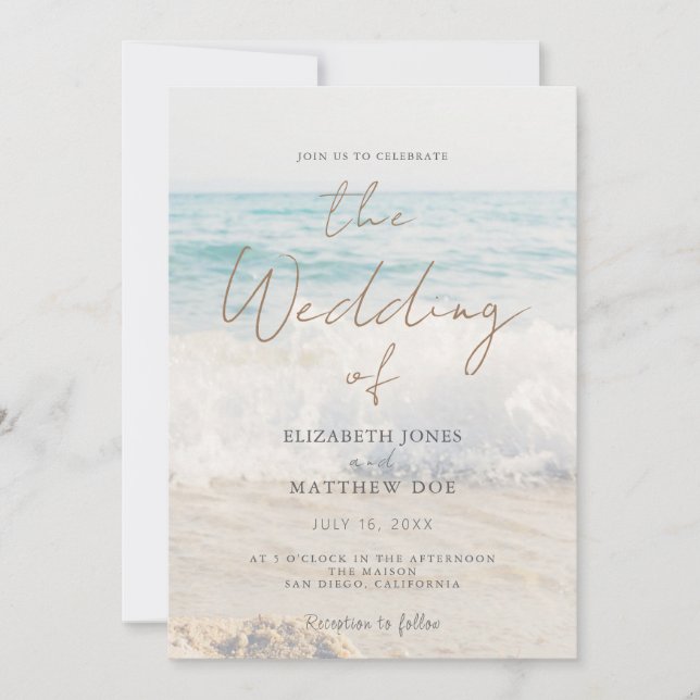 Invitation de mariage plage Mariage bord de mer/bo (Devant)