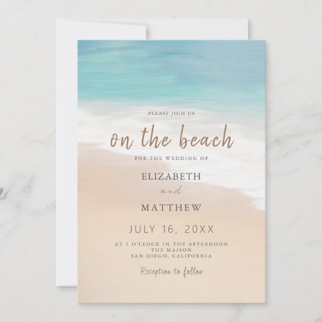 Invitation de mariage plage Mariage bord de mer/bo (Devant)