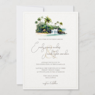 Invitation de mariage - Plage tropicale en aquarel