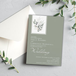 Invitation de mariage plat Sage Green Eucalyptus