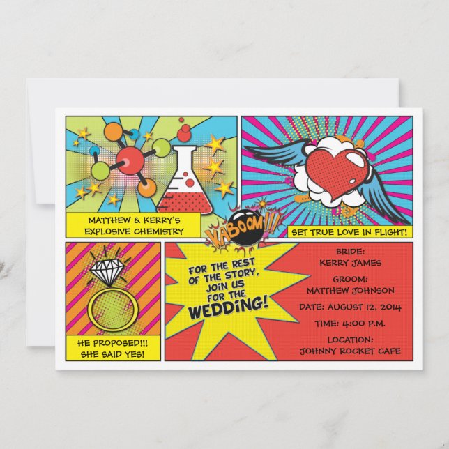 Invitation de mariage Pop Art de bande dessinée (Devant)