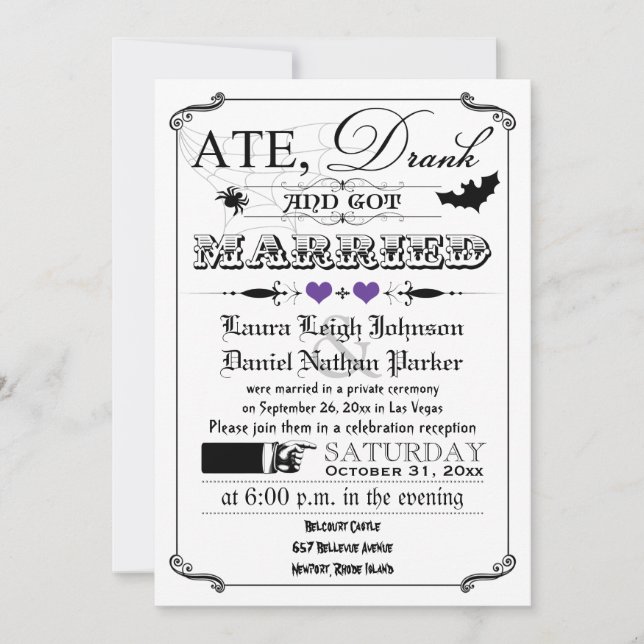 Invitation de mariage poster vintage - Halloween,  (Devant)