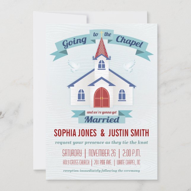 Invitation de mariage pour aller à la chapelle (Devant)