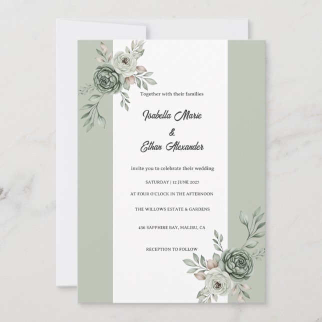 Invitation de mariage pour cérémonie d'été romanti (Devant)