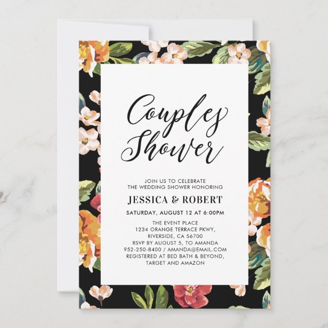 Invitation de mariage pour couples tropicaux moder (Devant)