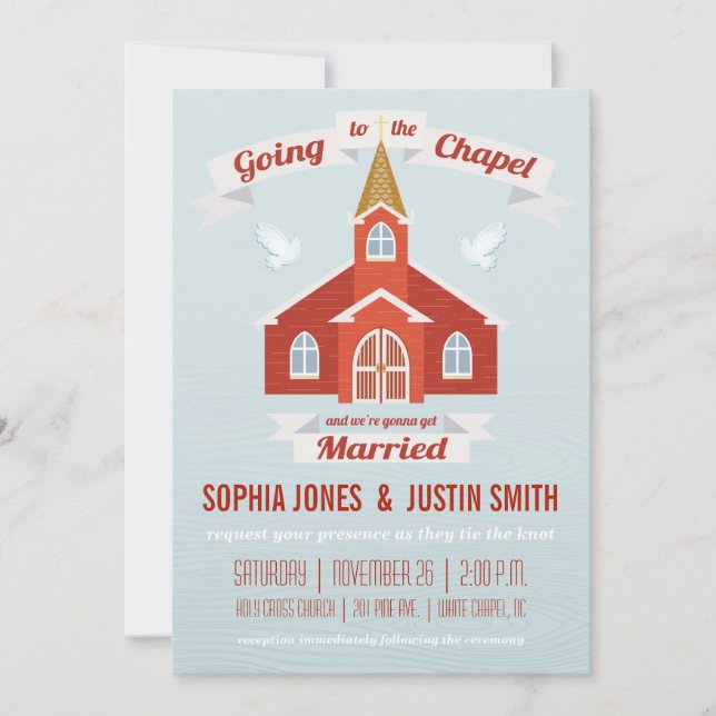 Invitation de mariage pour la chapelle rouge (Devant)