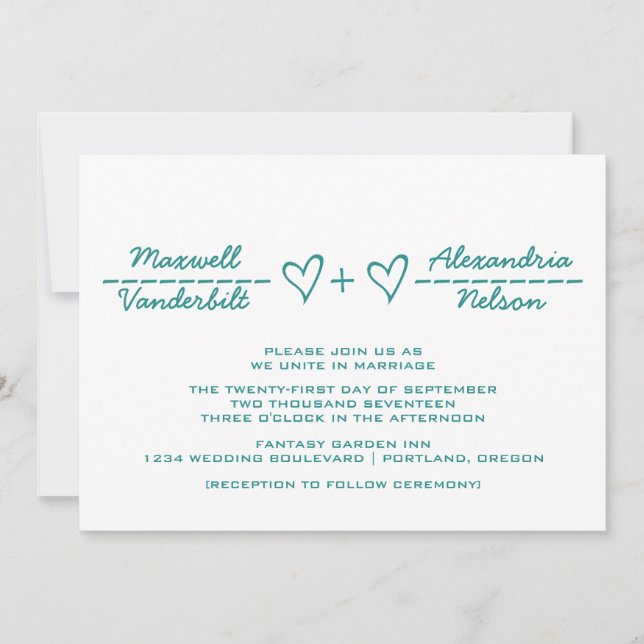 Invitation de mariage pour l'équation cardiaque tu (Devant)