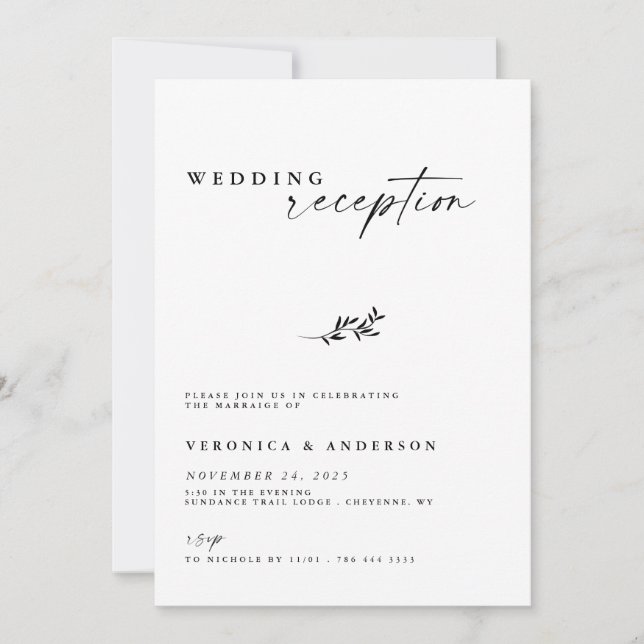 Invitation de mariage pour réception de fugue mini (Devant)