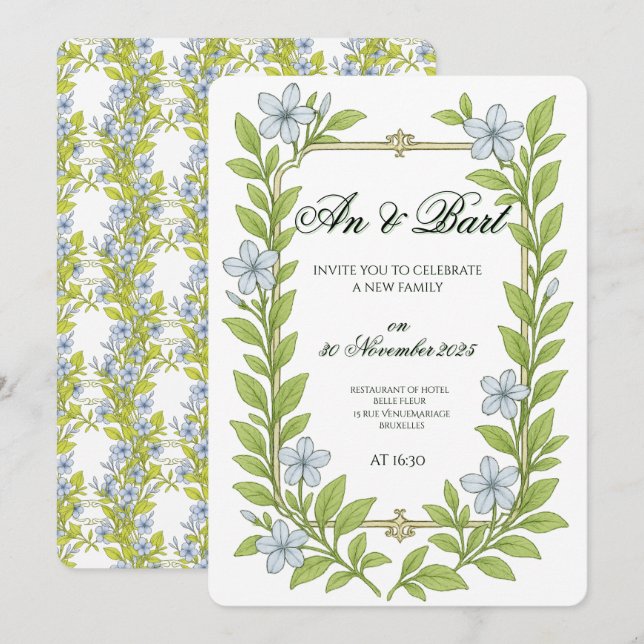 Invitation de mariage pour seniors de style floral (Devant / Derrière)