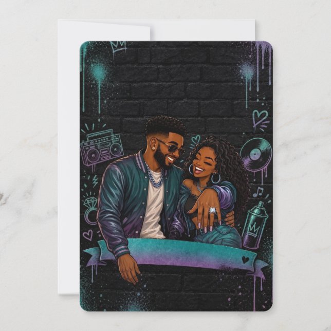 Invitation de mariage pour un couple noir avec gra (Devant)