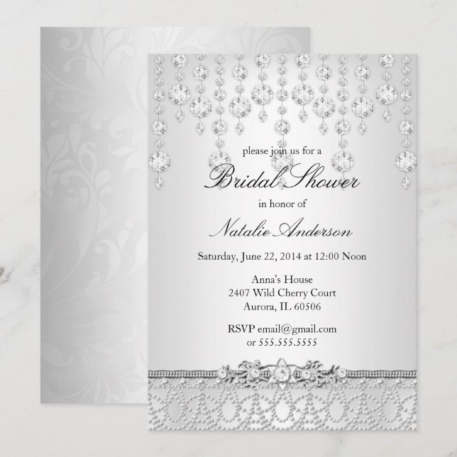 Invitation de mariage Pretty Crystal (Devant / Derrière)