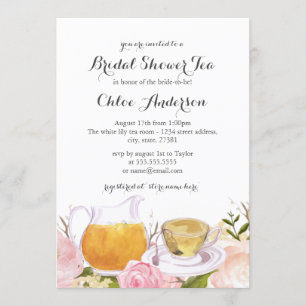 Invitation de mariage Pretty Pink Rose Teacup