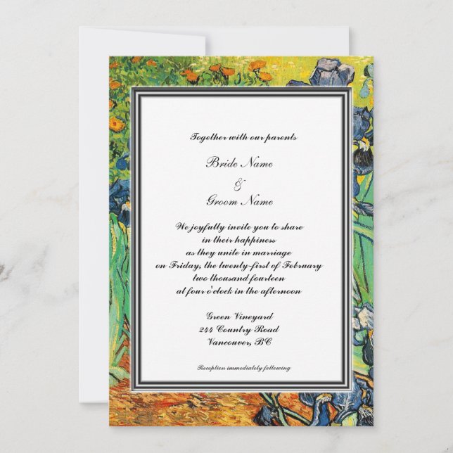 Invitation de mariage printemps, été. van Gogh (Devant)