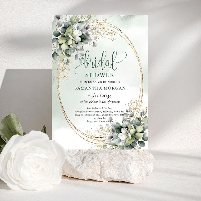 Invitation de mariage Pure Garden Eucalyptus Gold (Pure Garden Eucalyptus Gold Bridal Shower Invitation)