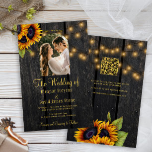 Invitation de mariage QR budget rustique photo RSV