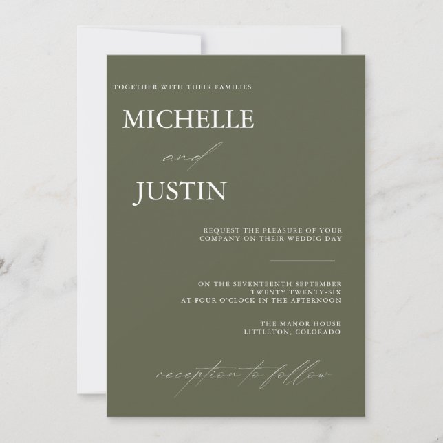 Invitation de mariage QR minimaliste moderne (Devant)