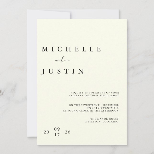 Invitation de mariage QR minimaliste moderne (Devant)