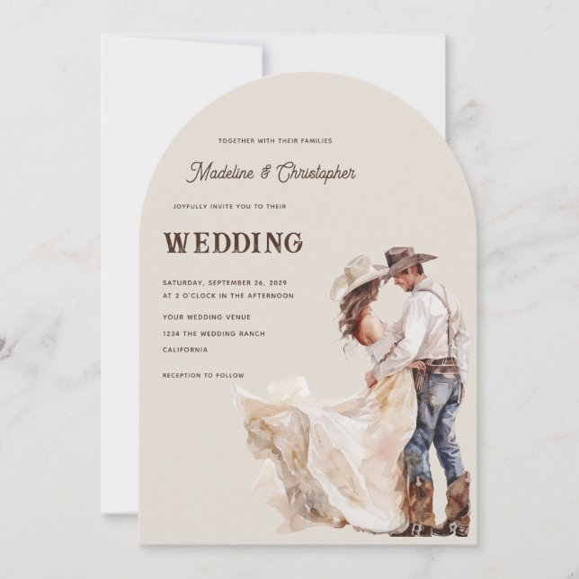 Invitation de mariage Ranch Western (Devant)