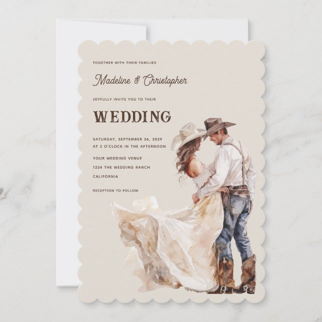 Invitation de mariage Ranch Western (Devant)
