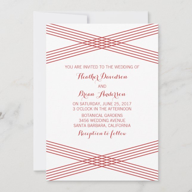 Invitation de mariage Red Modern Deco (Devant)