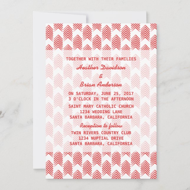 Invitation de mariage Red Tribal Arrows (Devant)