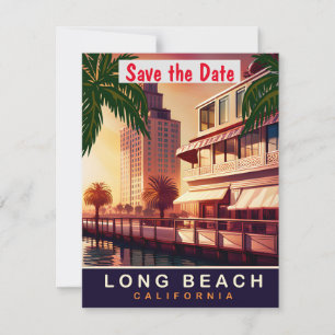 Invitation de mariage rétro à Long Beach Coastal
