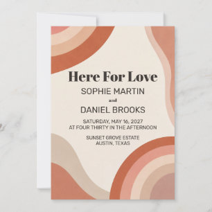 Invitation de mariage rétro années 70 en terre cui