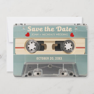 Invitation de mariage rétro cassette années 70 pou
