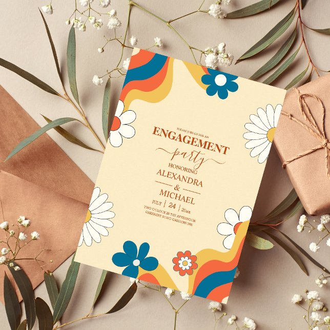 Invitation de mariage rétro groovy années 70 aux t (Créateur téléchargé)