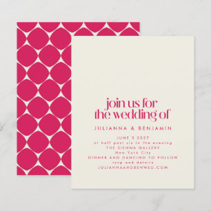Invitation de mariage rétro groovy années 70 rouge