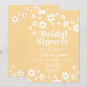 Invitation de mariage rétro jaune Fleur de marguer