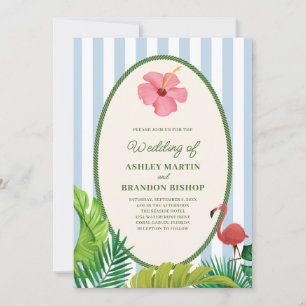 Invitation de mariage rétro Pink Flamingo Tropics
