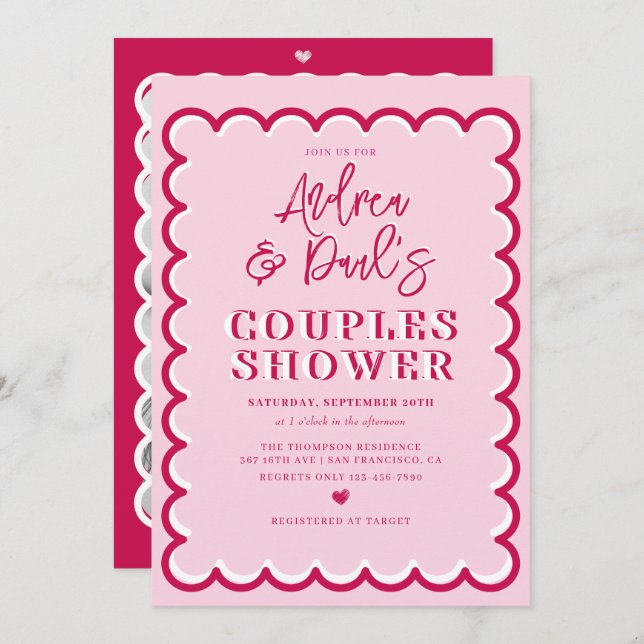 Invitation de mariage rétro pour couples (Devant / Derrière)