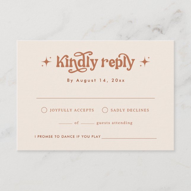 Invitation de mariage rétro, Terracotta Boho (Devant)