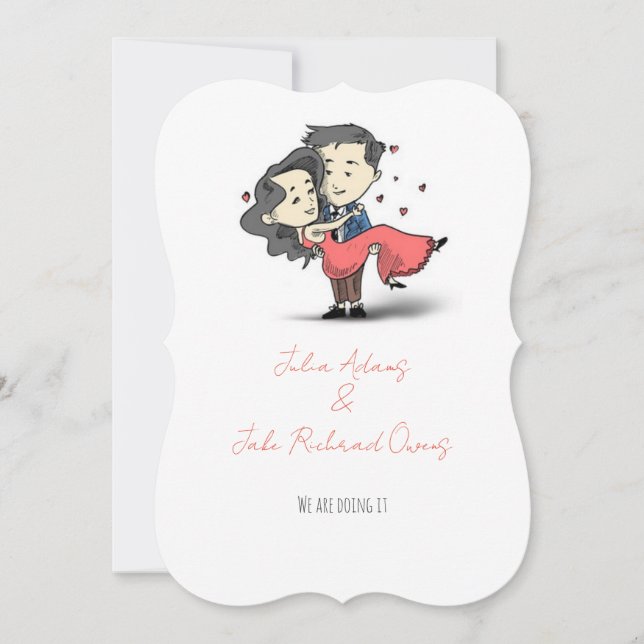 Invitation de mariage romantique et drôle pour un  (Devant)
