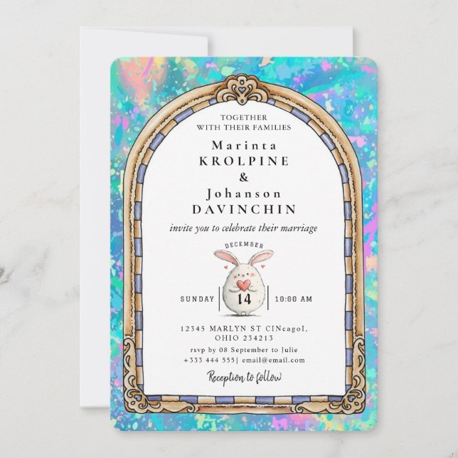 invitation de mariage romantique vintage (Devant)