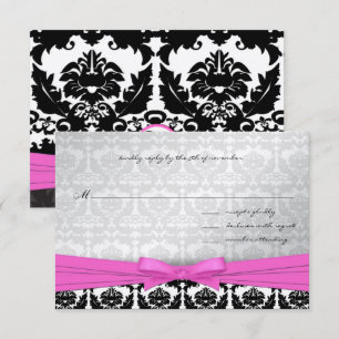 Invitation de mariage rose, argent et noir, tourbi