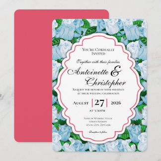 Invitation de mariage Rose Bleue et Blanche avec B