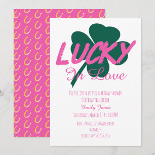 Invitation de mariage rose chanceux de la Saint-Pa
