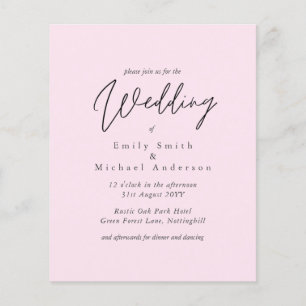Invitation de mariage rose couleur tendance BUDGET