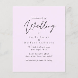 Invitation de mariage rose couleur tendance BUDGET
