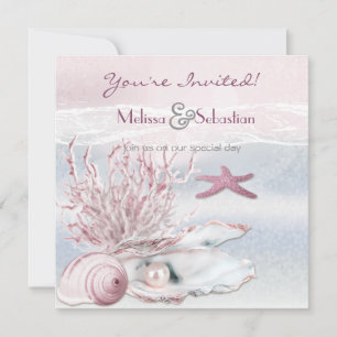 Invitation de mariage rose Dream Shore Beach