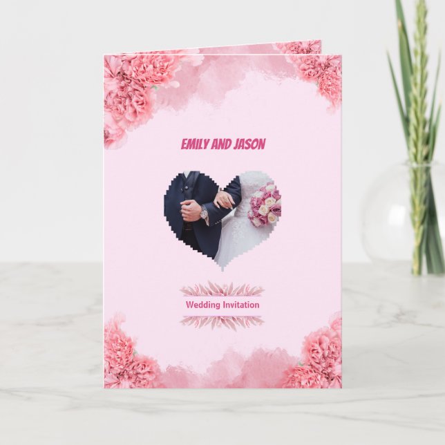 Invitation de mariage rose élégante (Devant)