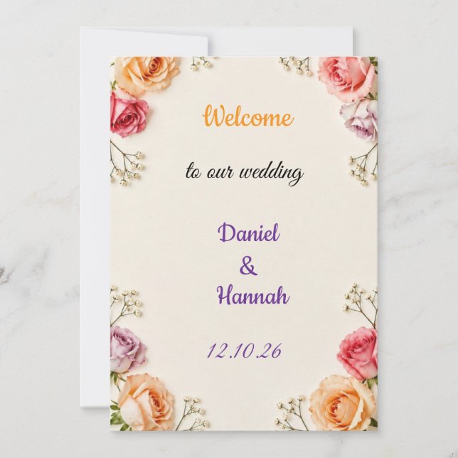 Invitation de mariage Rose Élégante Bienvenue  (Devant)