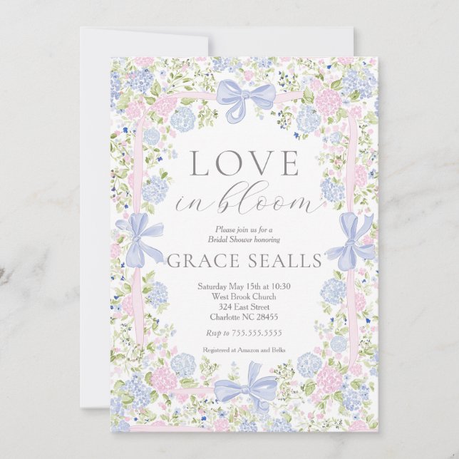 Invitation de mariage rose et bleue grandmillennia (Devant)