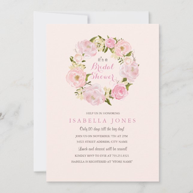 Invitation de mariage Rose Printanière Rose Pêche (Devant)