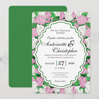 Invitation de mariage Rose Rose et Blanche - Bordu