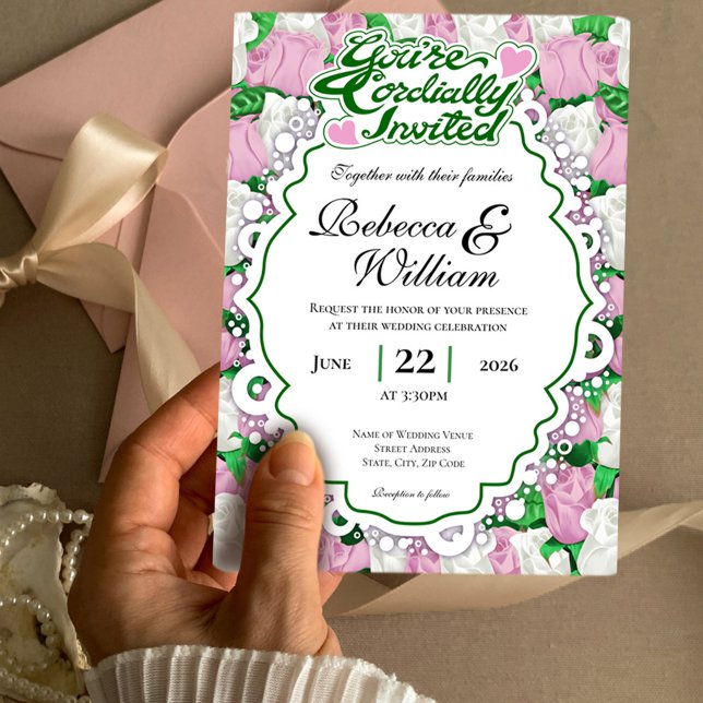 Invitation de mariage Rose Rose et Blanche - Lettr (Créateur téléchargé)
