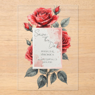 Invitation de mariage Rose Rouge