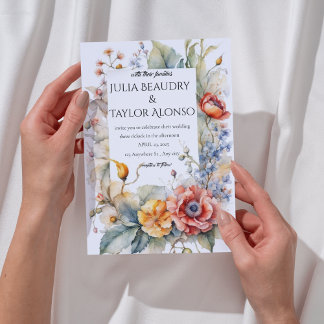 Invitation de mariage Rose rouge et orange